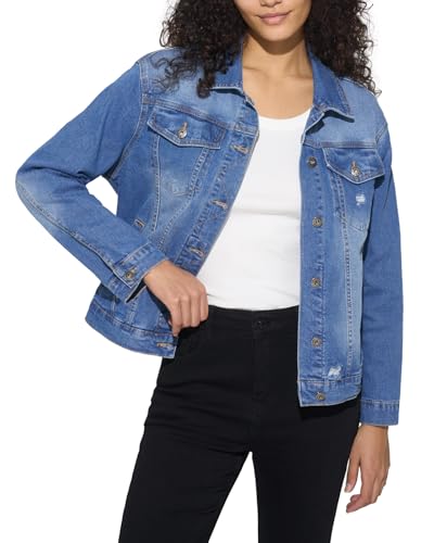 HISEA Jean Jacket Women Stretch Denim Jacket Long Sleeve Ladies
